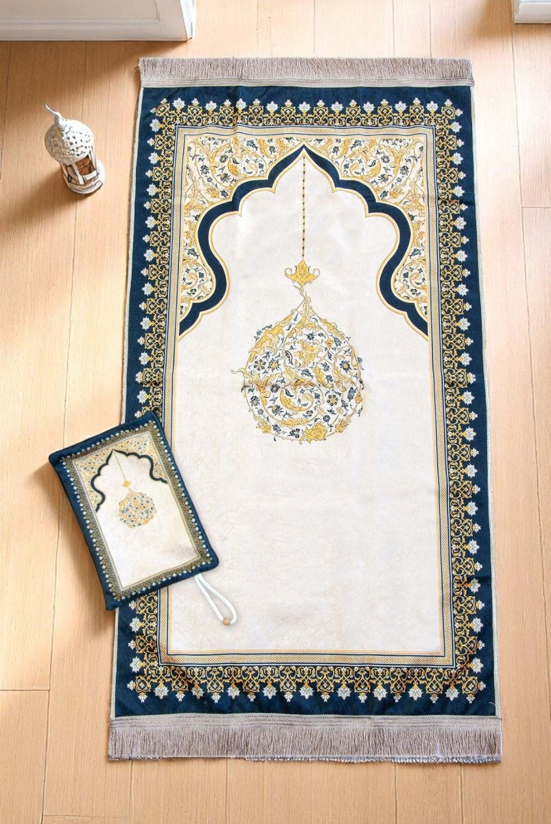 Muslim Prayer Rug with Portable Fabric Bag – Soft Travel Sajadah, Islamic Gift for Eid & Ramadan - ihvan