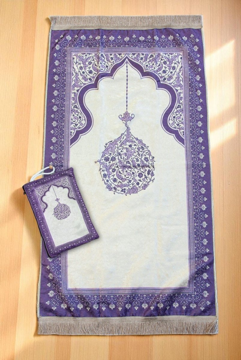 Muslim Prayer Rug with Portable Fabric Bag – Soft Travel Sajadah, Islamic Gift for Eid & Ramadan - ihvan