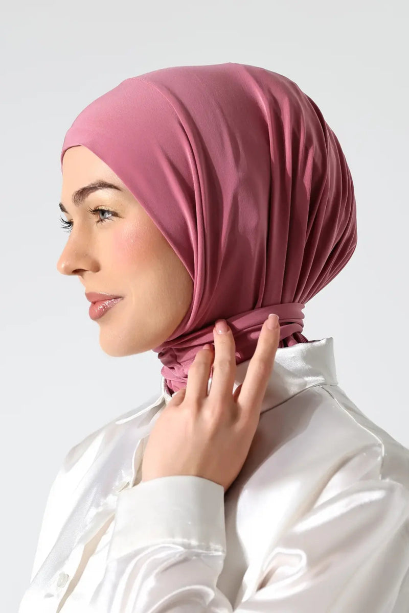Muslim Women’s Snap - On Hijab Undercap – White Ready - to - Wear Practical Scarf - ihvan