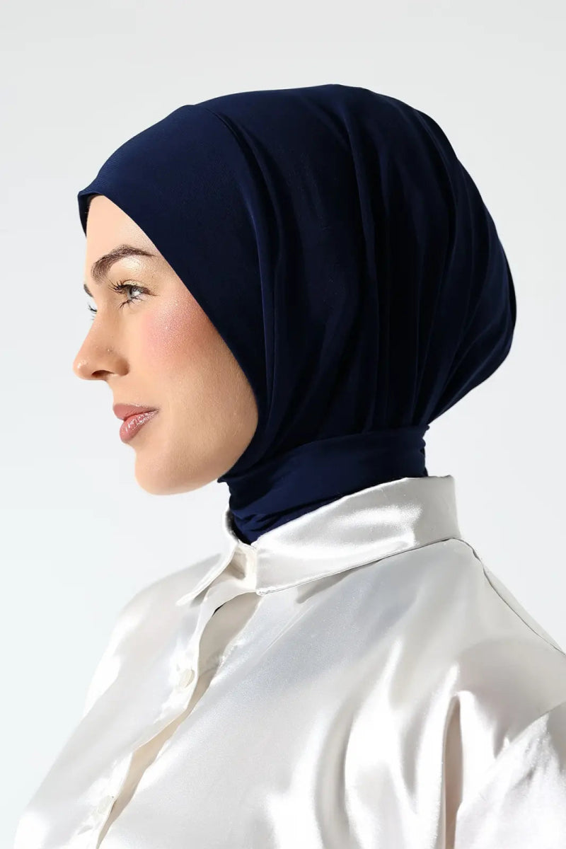 Muslim Women’s Snap - On Hijab Undercap – White Ready - to - Wear Practical Scarf - ihvan