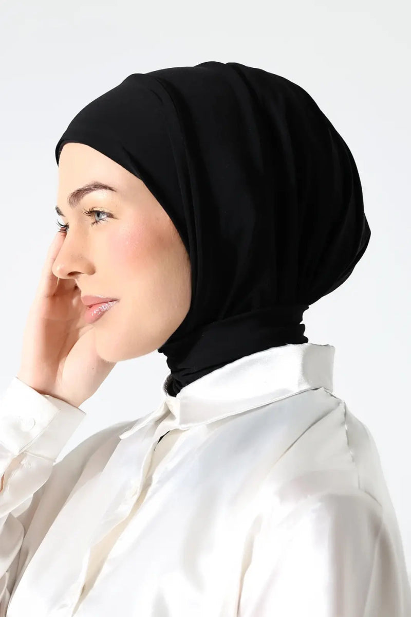 Muslim Women’s Snap - On Hijab Undercap – White Ready - to - Wear Practical Scarf - ihvan