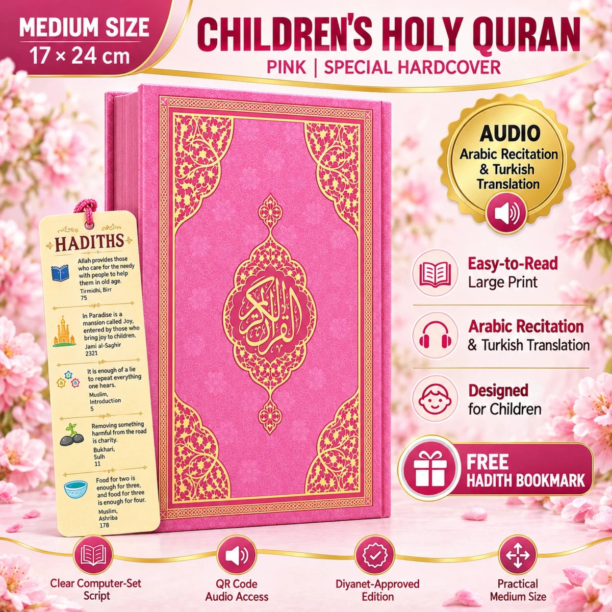 My First Quran Kids Series – Medium Size Arabic Quran with QR Audio & Bookmark - ihvan