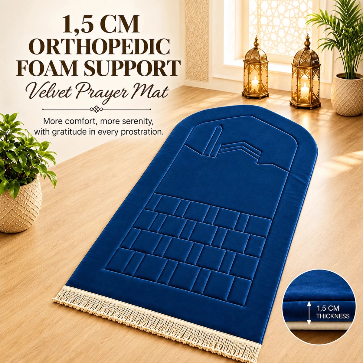 Orthopedic Padded Prayer Mat – Thick Soft Prayer Rug with Knee & Joint Support - ihvan