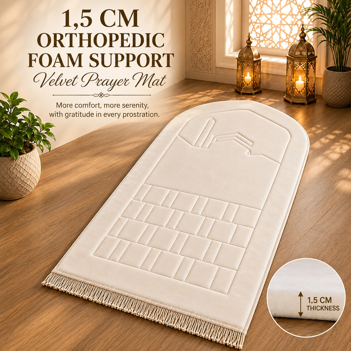 Orthopedic Padded Prayer Mat – Thick Soft Prayer Rug with Knee & Joint Support