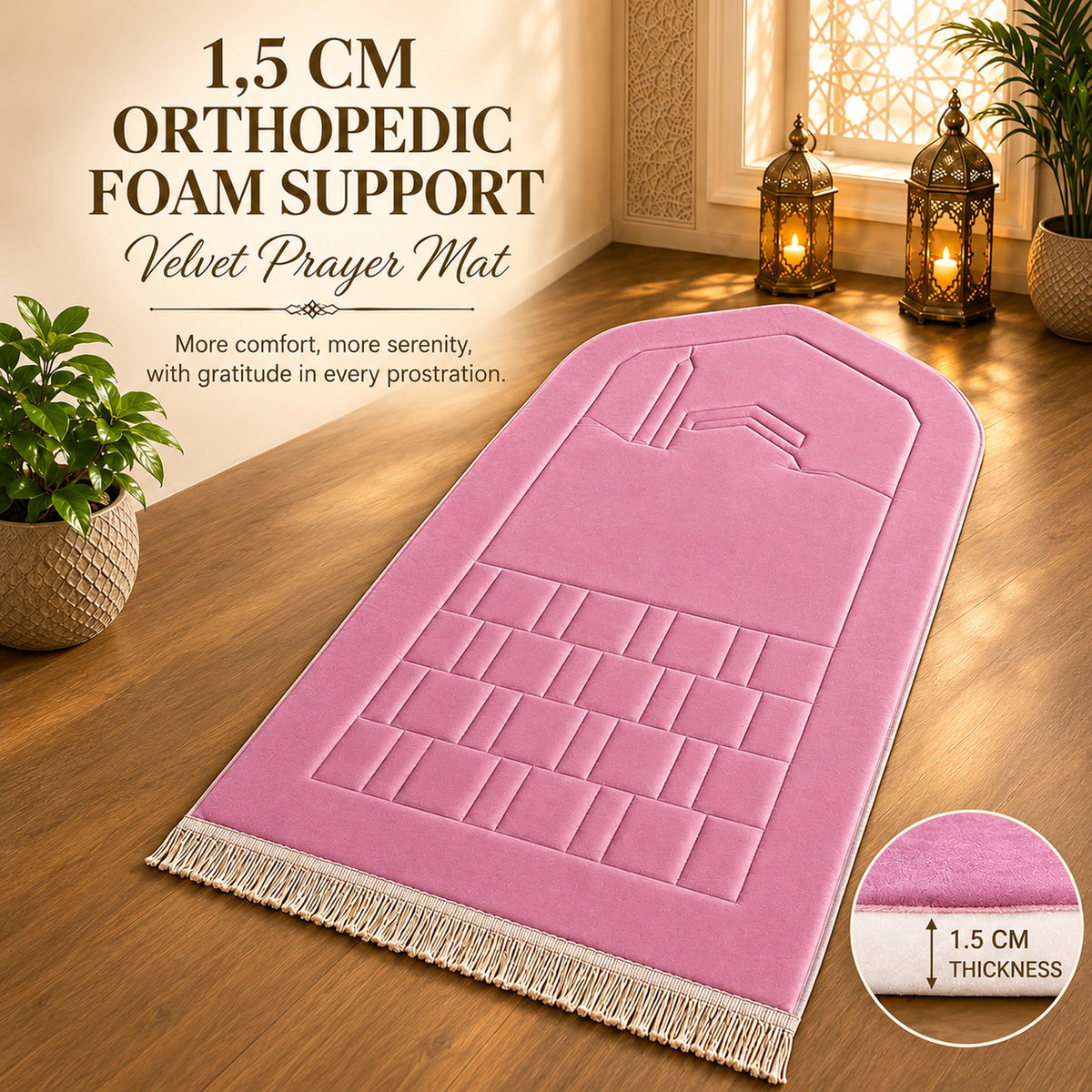 Orthopedic Padded Prayer Mat – Thick Soft Prayer Rug with Knee & Joint Support