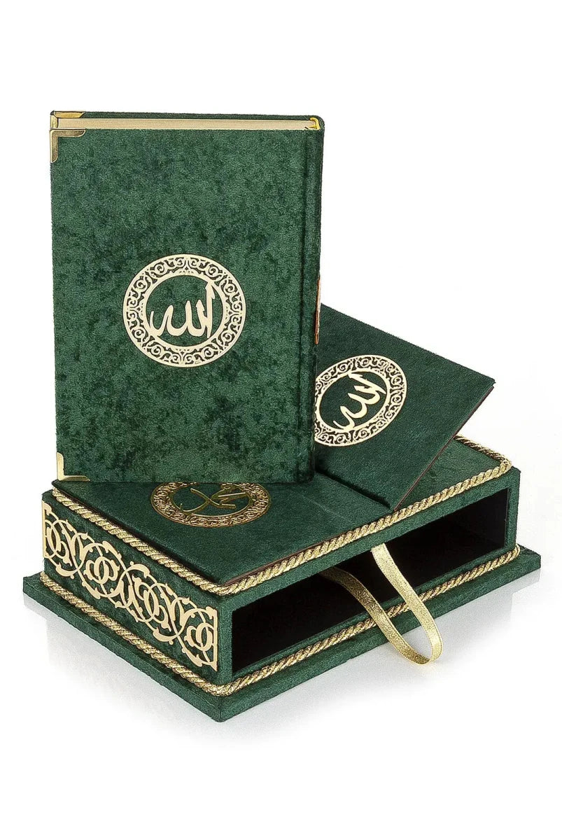 Personalised Velvet Quran Gift Set with Rehal & Storage Chest – Rahiya Series - ihvan