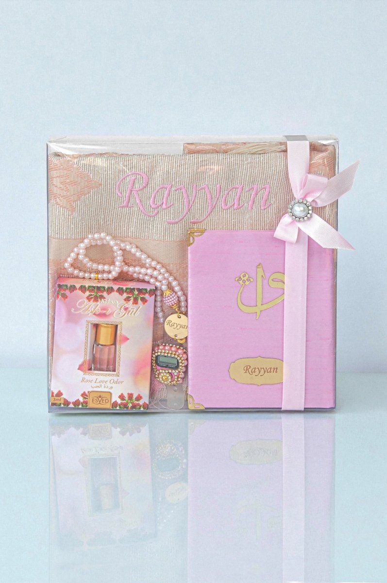 Personalized Islamic Gift Set – Prayer Rug, Yasin Book, Tasbeeh, Digital Zikr Counter & Perfume - ihvan