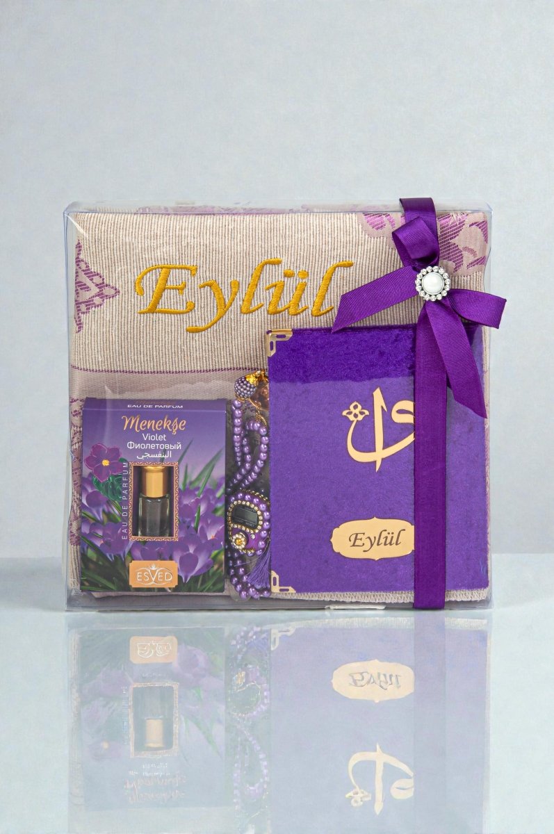 Personalized Islamic Gift Set – Prayer Rug, Yasin Book, Tasbeeh, Digital Zikr Counter & Perfume - ihvan
