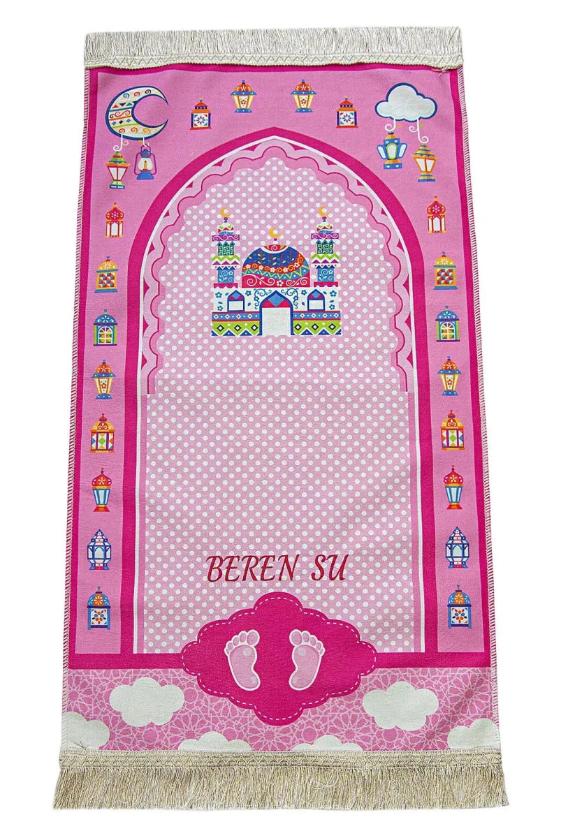 Personalized Ramadan Prayer Rug for Kids with Glitter Tassels - ihvan