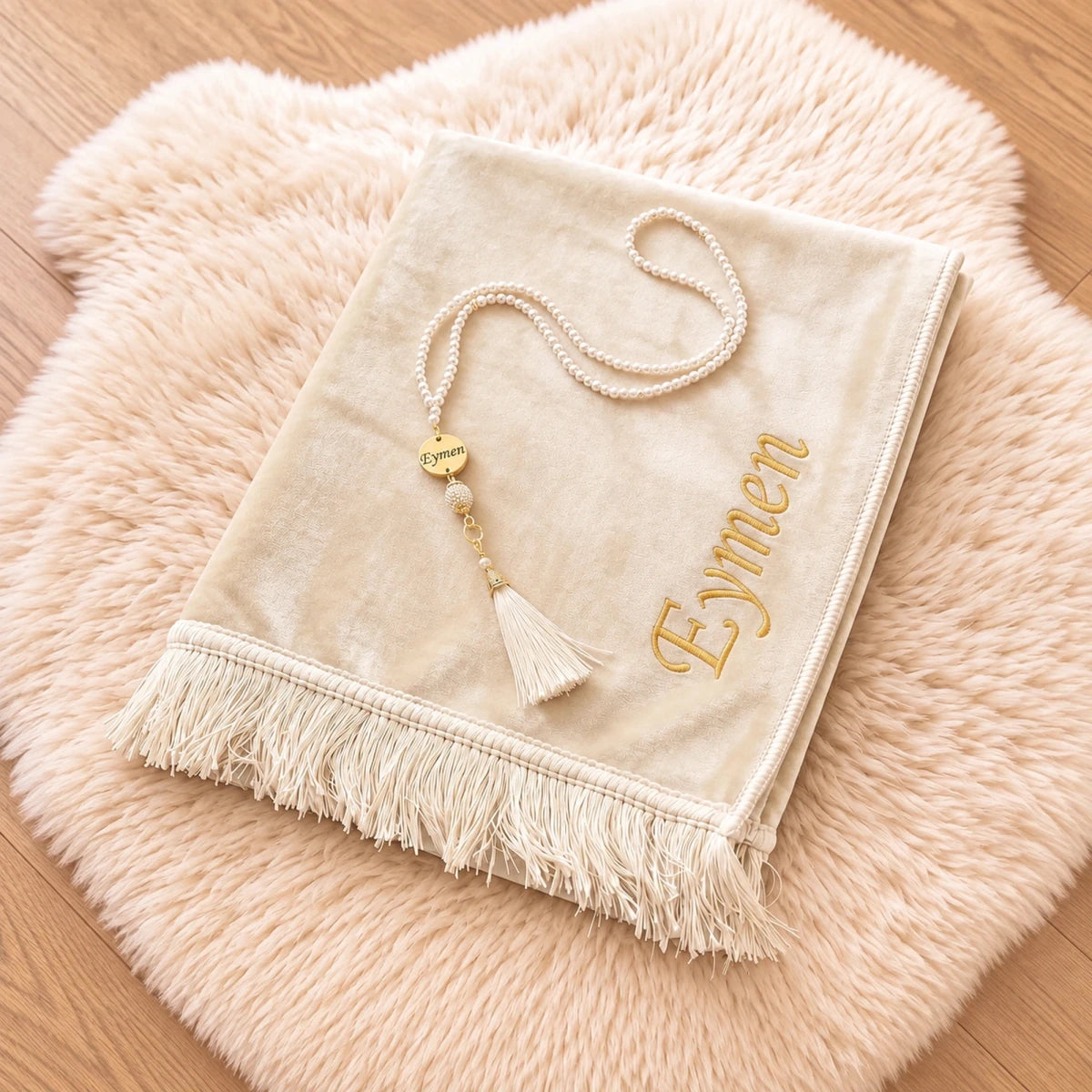 Personalized Velvet Prayer Rug & Tasbih Gift Set - ihvan