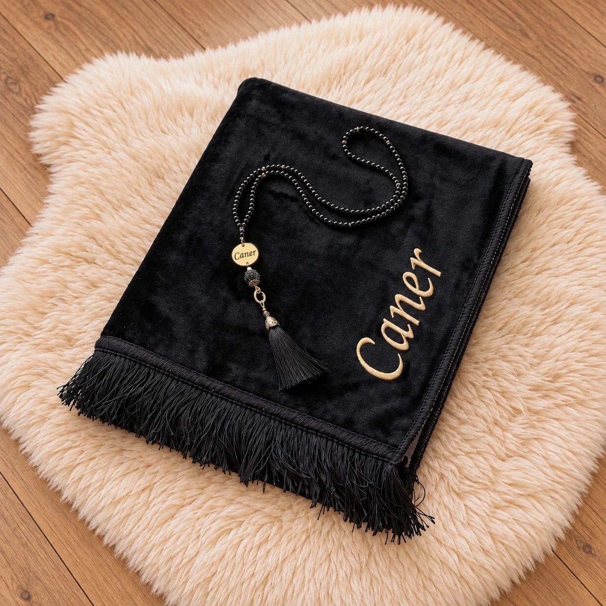 Personalized Velvet Prayer Rug & Tasbih Gift Set - ihvan