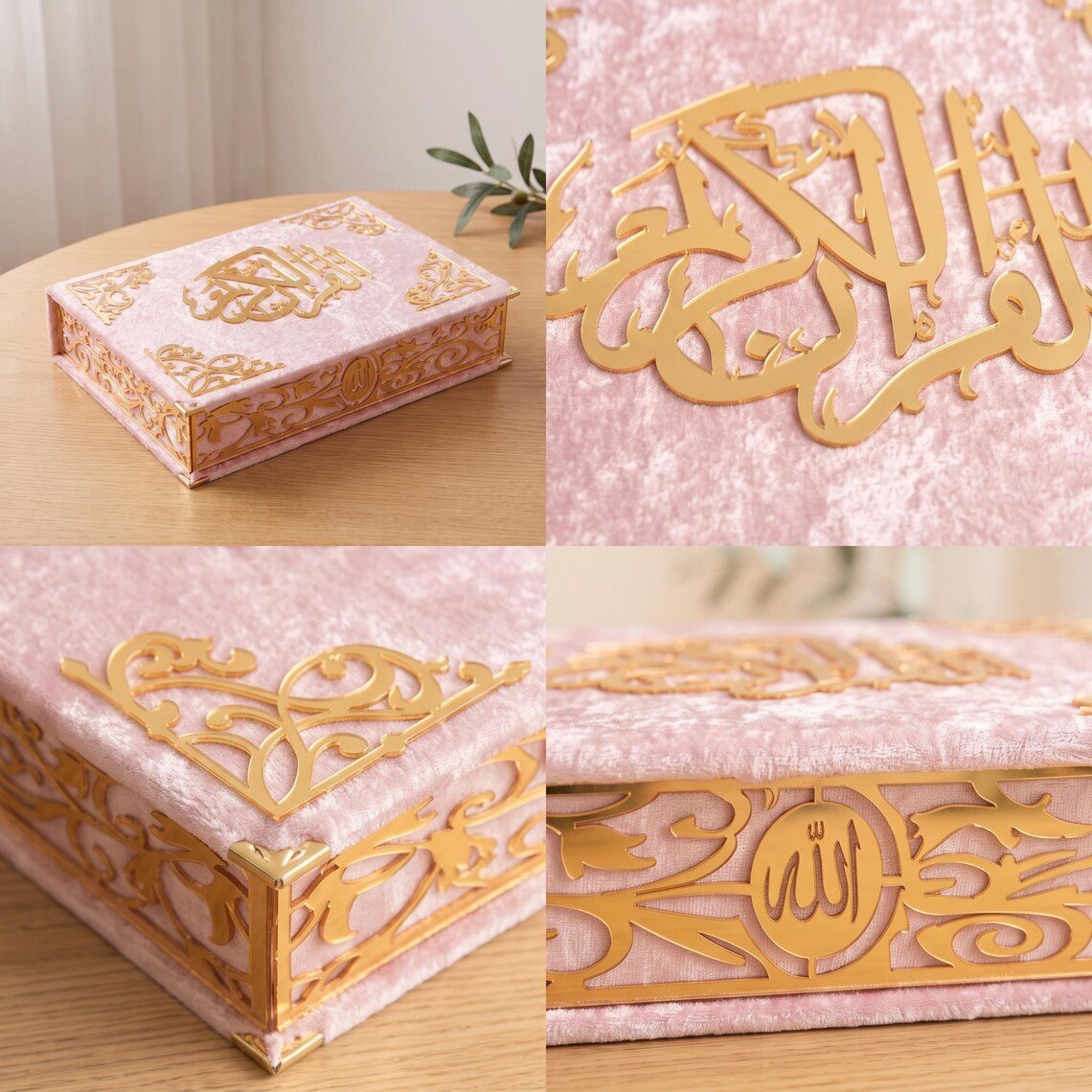Personalized Velvet Quran and Prayer Mat Gift Set with Velvet Box and 99-Bead Tasbih Islamic Gift Wedding Favors - ihvan