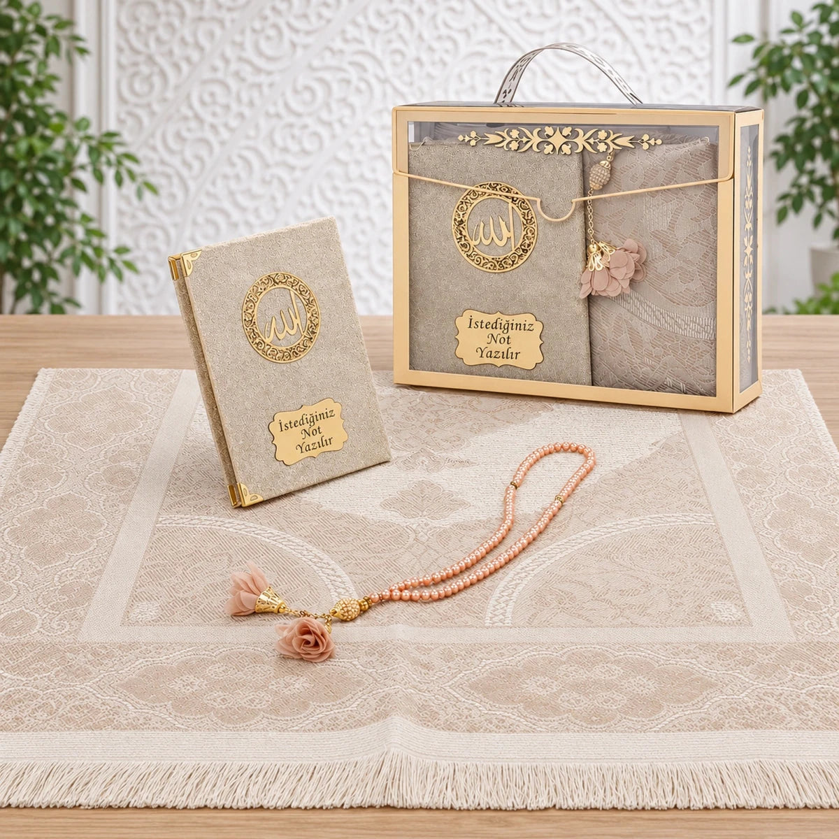 Personalized Velvet Yaseen Book Gift Set with Prayer Mat, Tasbih & Carry Bag - ihvan