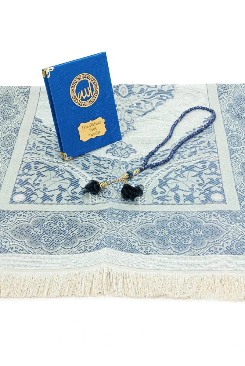 Personalized Velvet Yaseen Book Gift Set with Prayer Mat, Tasbih & Carry Bag - ihvan