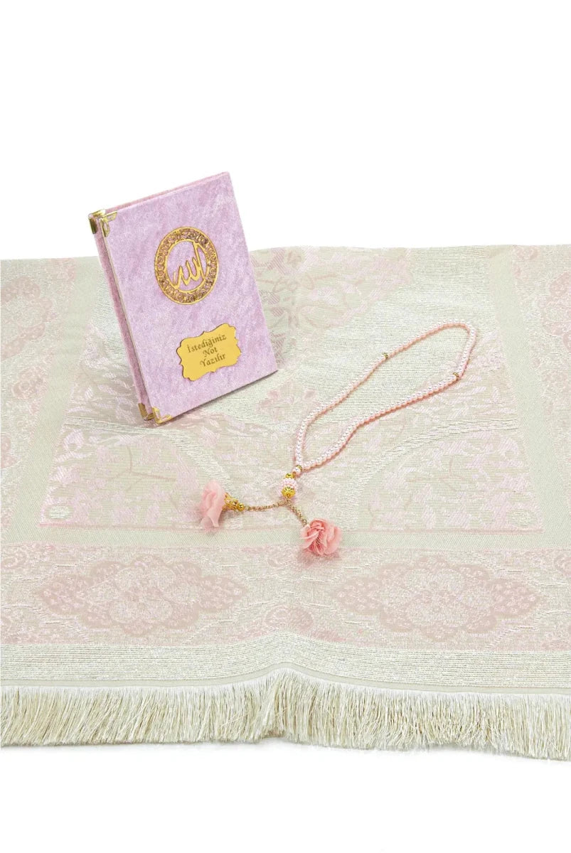 Personalized Velvet Yaseen Book Gift Set with Prayer Mat, Tasbih & Carry Bag - ihvan
