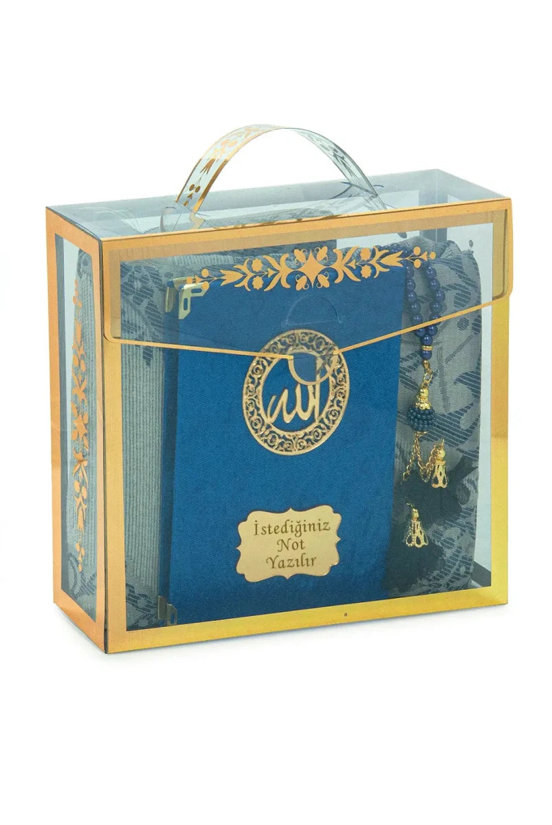 Personalized Velvet Yaseen Book Gift Set with Prayer Mat, Tasbih & Carry Bag - ihvan
