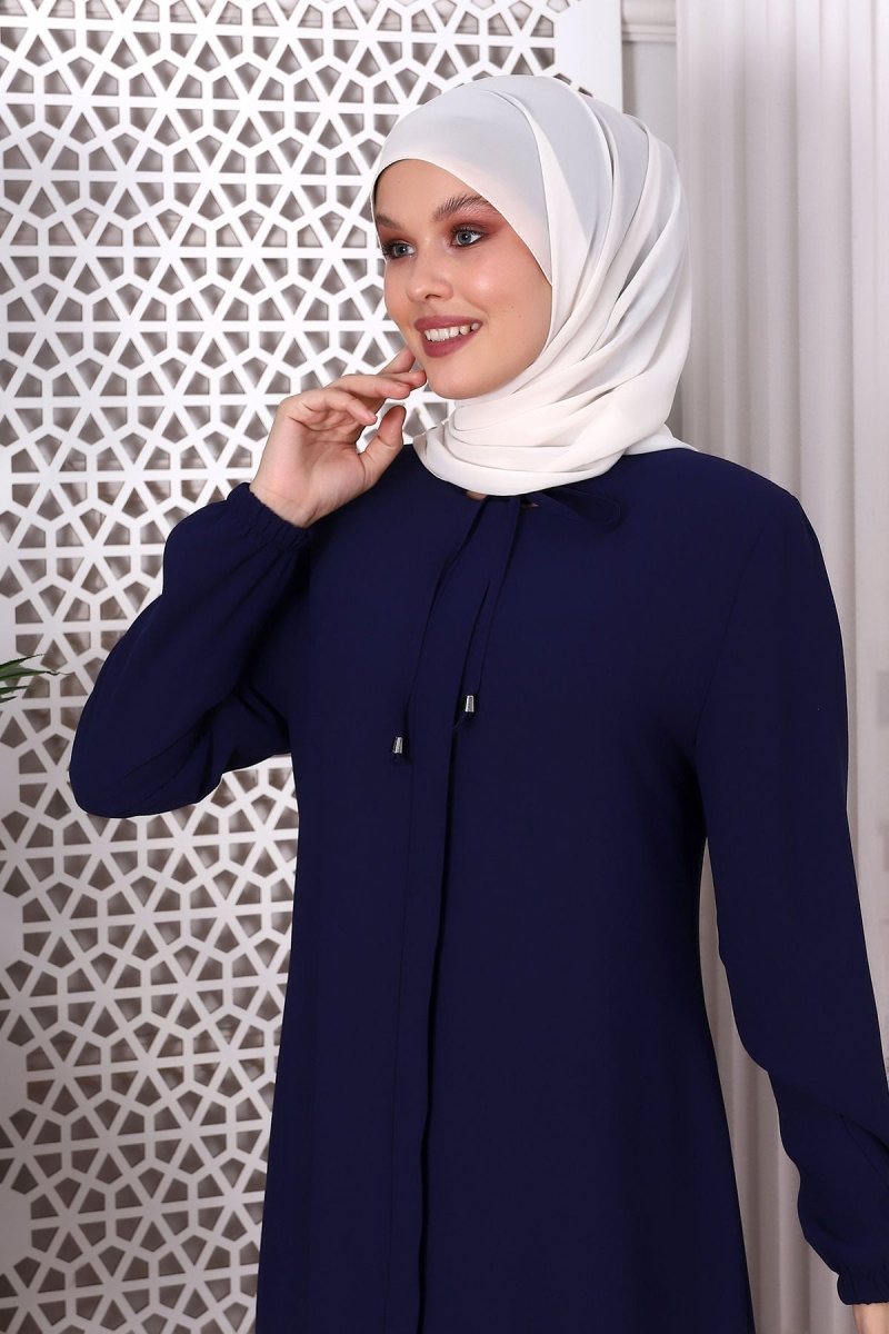 Plain Indigo Halter Neck Abaya 9229-22 - ihvan
