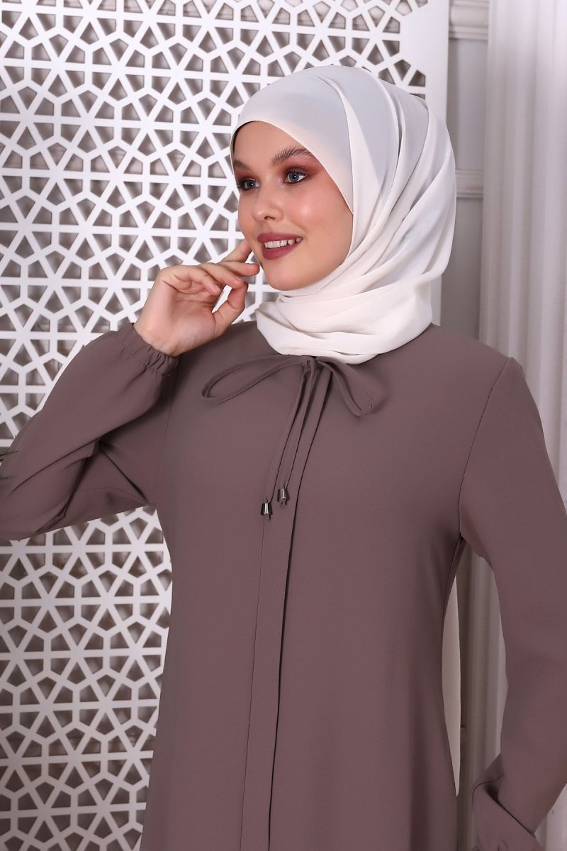 Plain Mink Halter Neck Abaya 9229-22 - ihvan