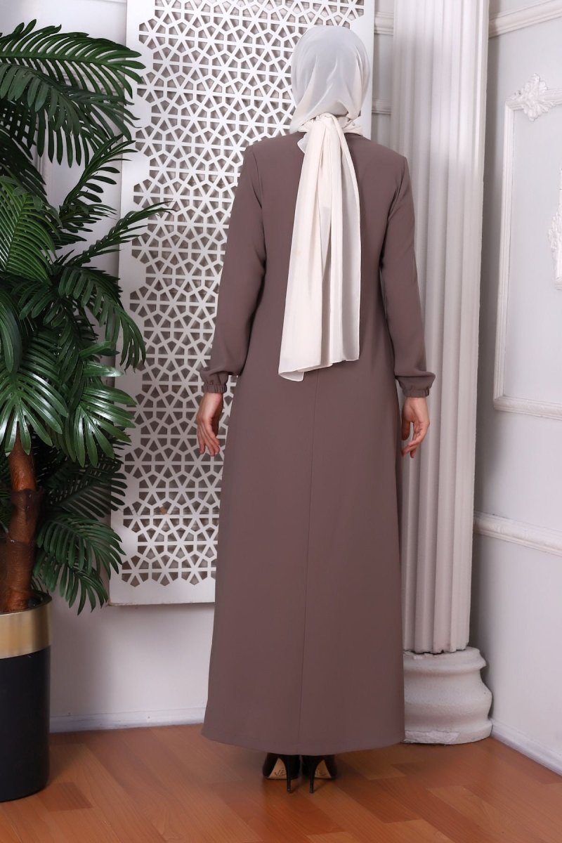 Plain Mink Halter Neck Abaya 9229-22 - ihvan