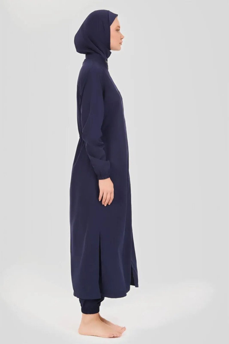 Plain Navy Blue Long Basic Full Coverage Hijab Swimsuit 23513 - 25 - ihvan