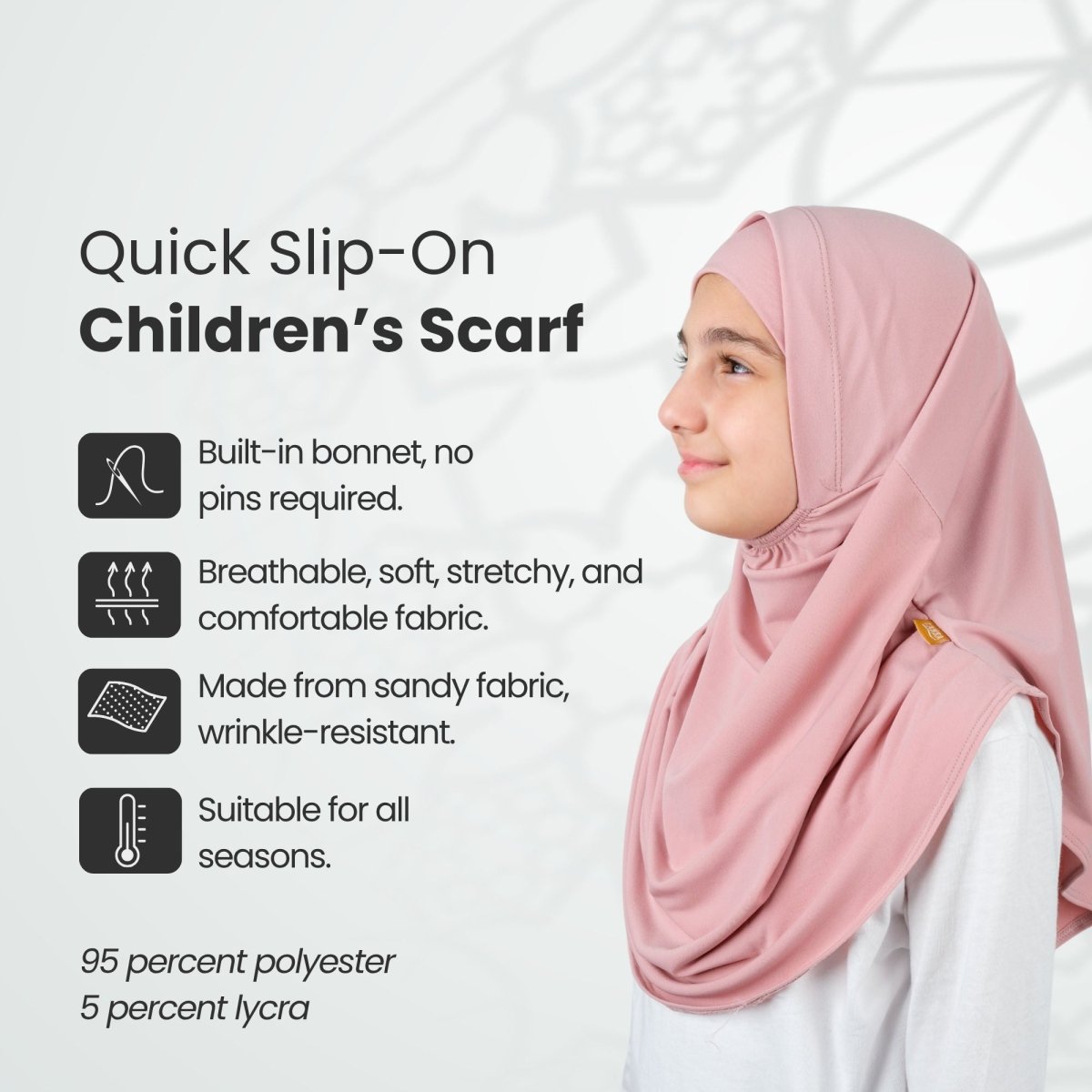 Practical Easy - To - Wear Bonnet Scarf for Kids Pink - ihvan