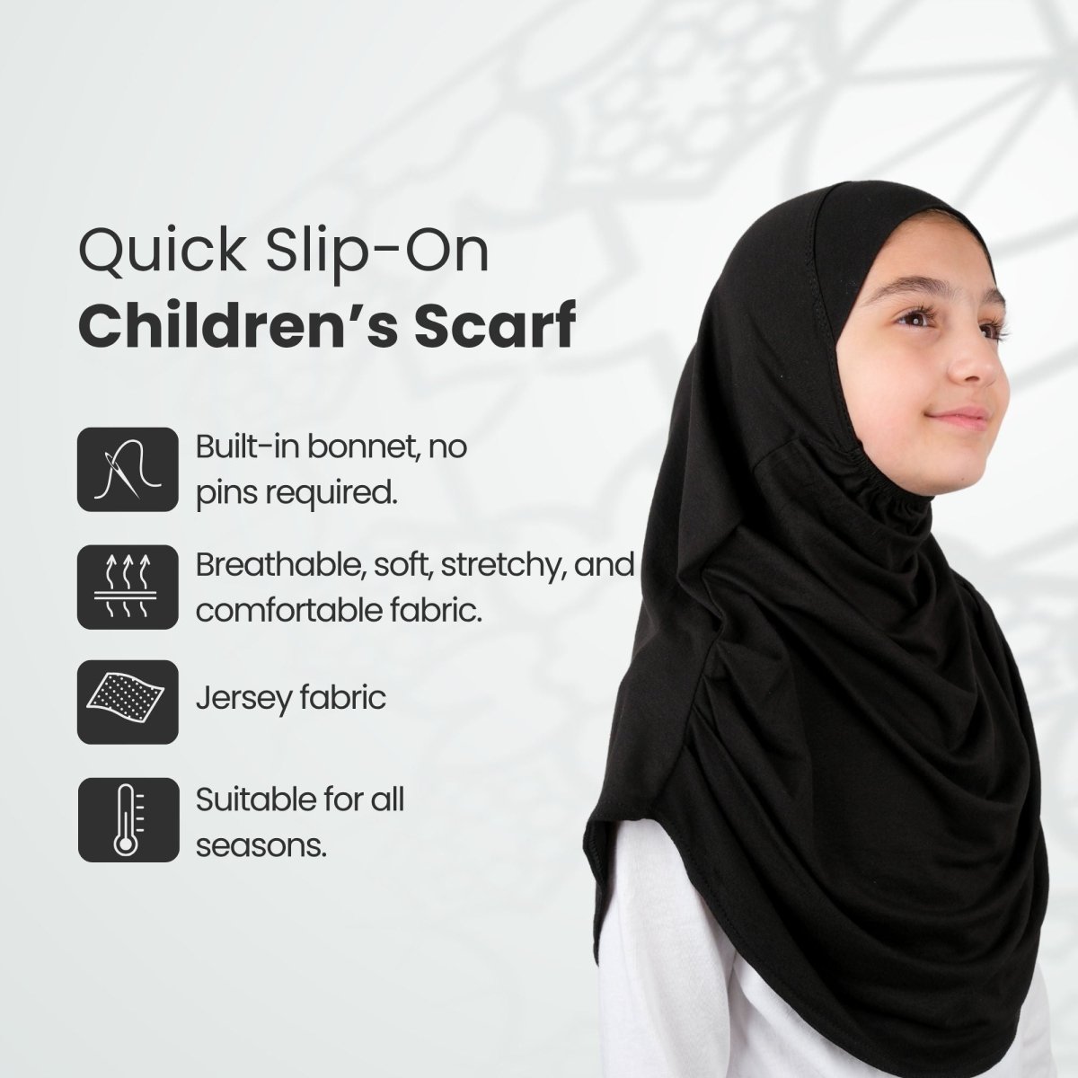 Practical Easy - To - Wear Scarf for Kids Black - ihvan