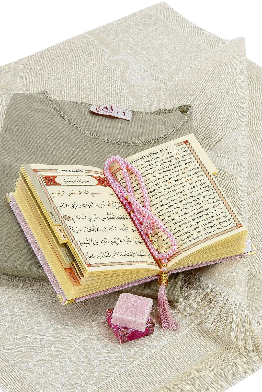 One-Piece Prayer Dress with Attached Hijab & Prayer Mat Gift Set
