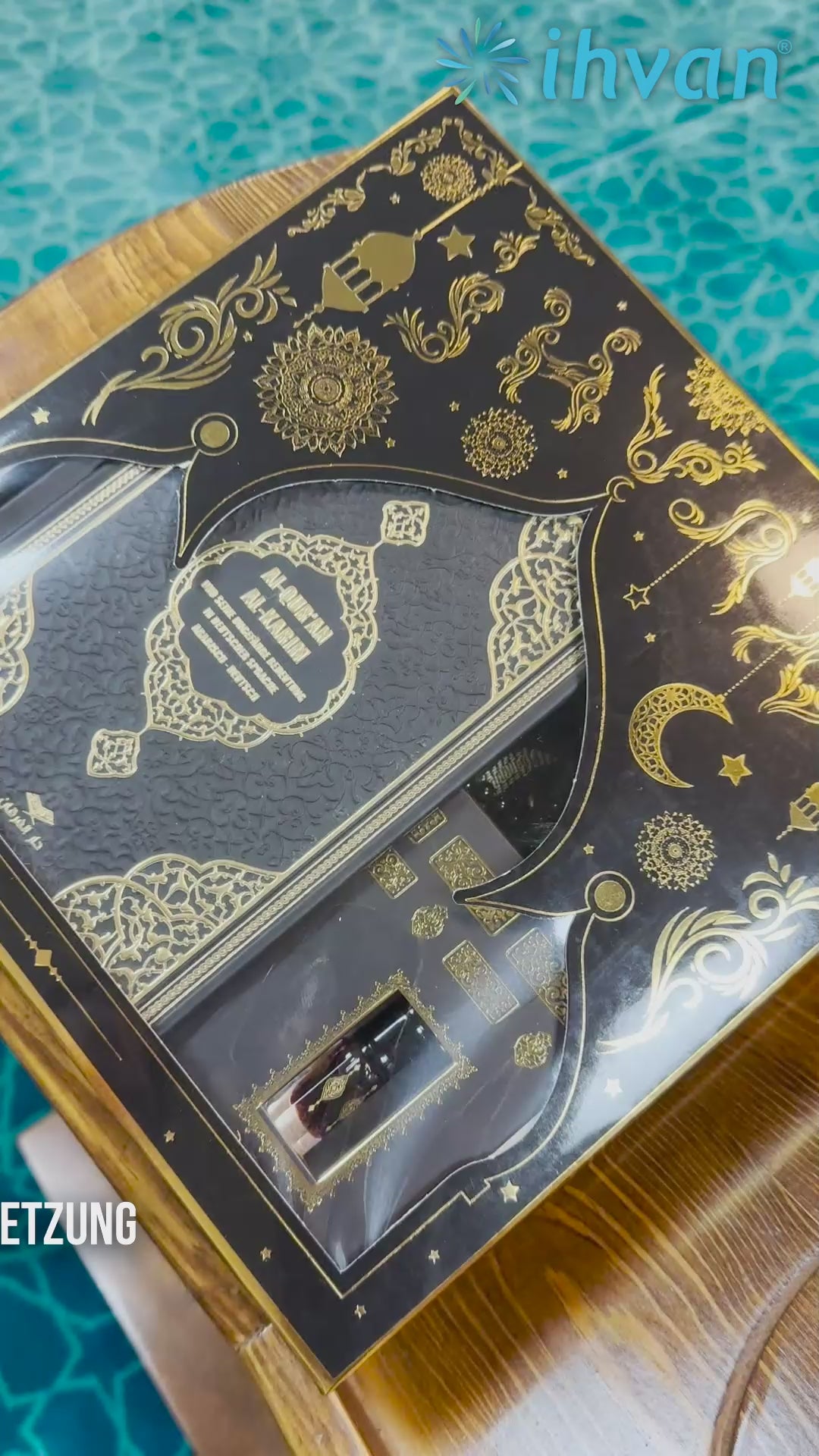 Luxury Islamic Gift Set with Arabic Quran | Prayer Rug, Tasbih & Ravza Essence