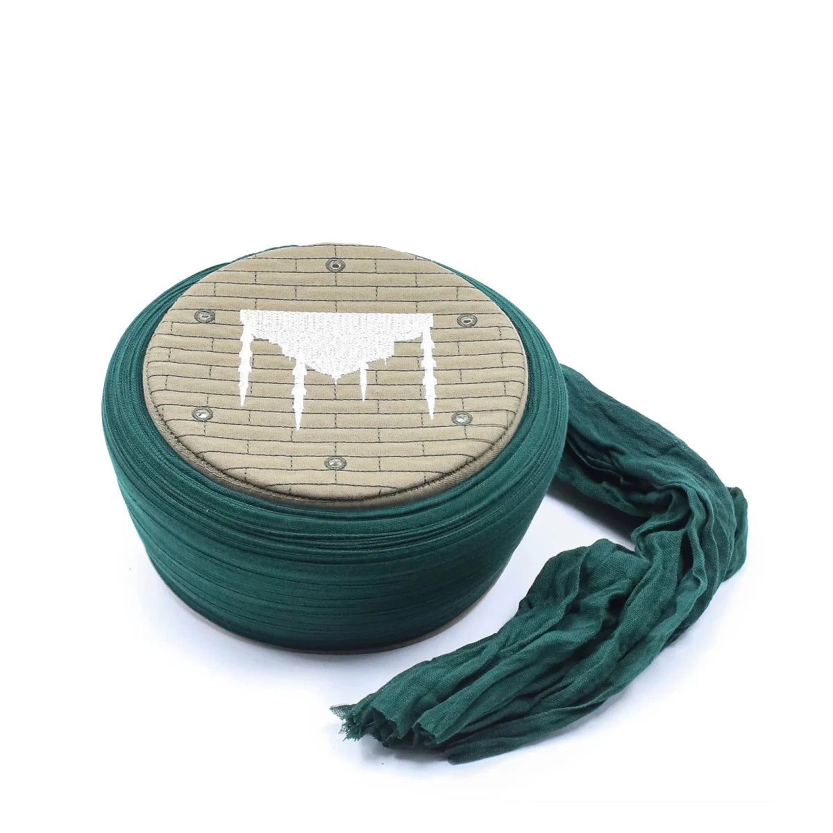 Product Title Pre-Wrapped Islamic Turban Cap with Masjid Embroidery – 5 Metre Amama - ihvan