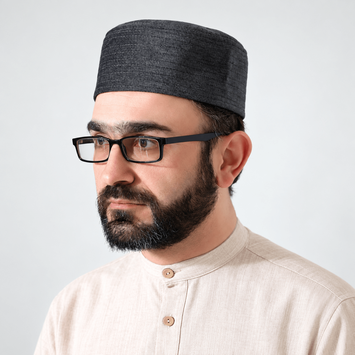 Quilted Velvet Structured Kufi Prayer Cap - ihvan