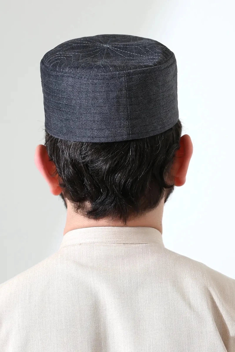 Quilted Velvet Structured Kufi Prayer Cap - ihvan