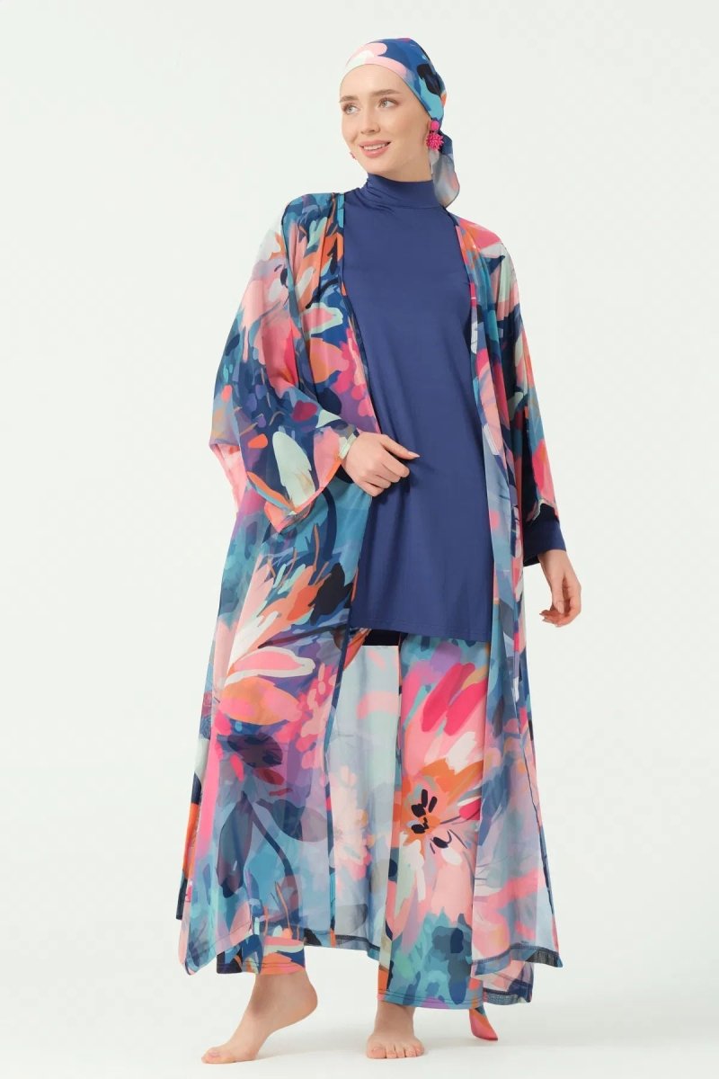Rosali Belted Full Length Chiffon Pareo 7163 - 25 Indigo - ihvan