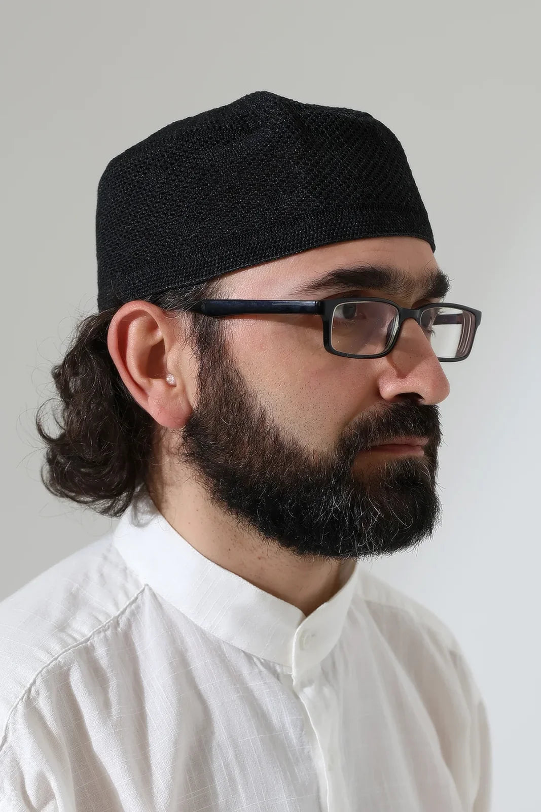 Structured Knitted Kufi Prayer Cap – Black