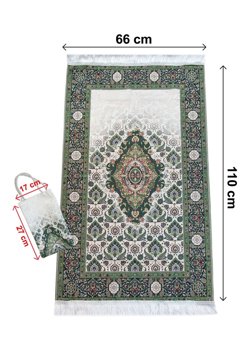 Silk - Touch Velvet Prayer Rug with Rumi Motif – Portable and Practical with Carrying Bag - ihvan