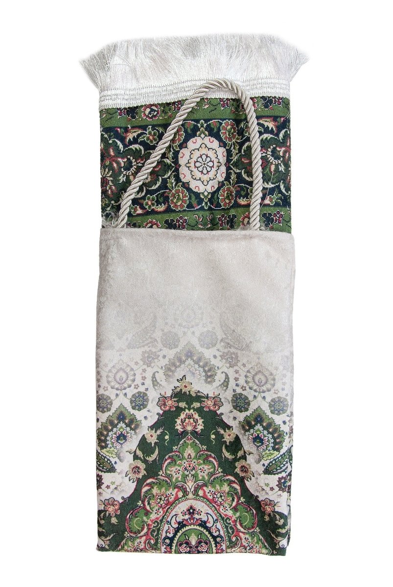 Silk - Touch Velvet Prayer Rug with Rumi Motif – Portable and Practical with Carrying Bag - ihvan