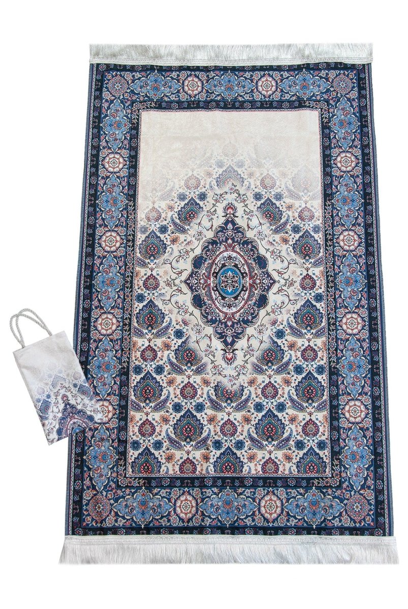 Silk - Touch Velvet Prayer Rug with Rumi Motif – Portable and Practical with Carrying Bag - ihvan