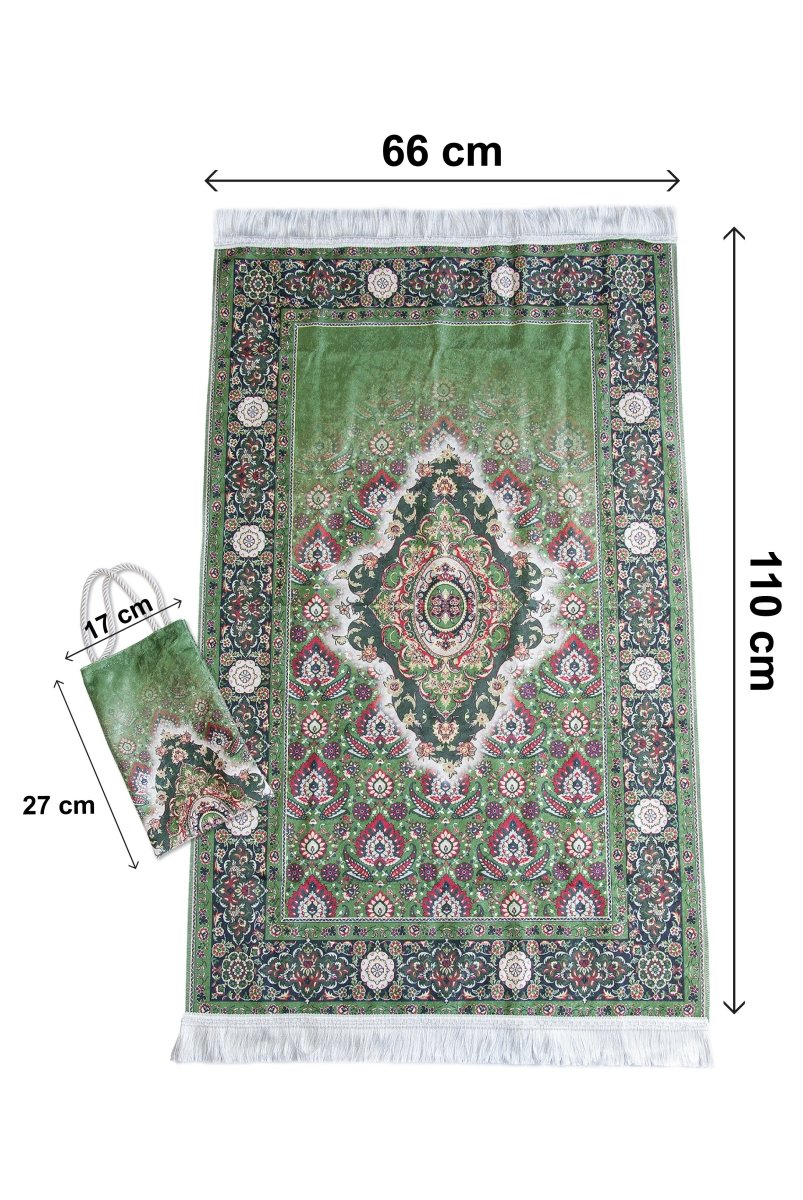 Silk - Touch Velvet Prayer Rug with Rumi Motif – Portable and Practical with Carrying Bag - ihvan
