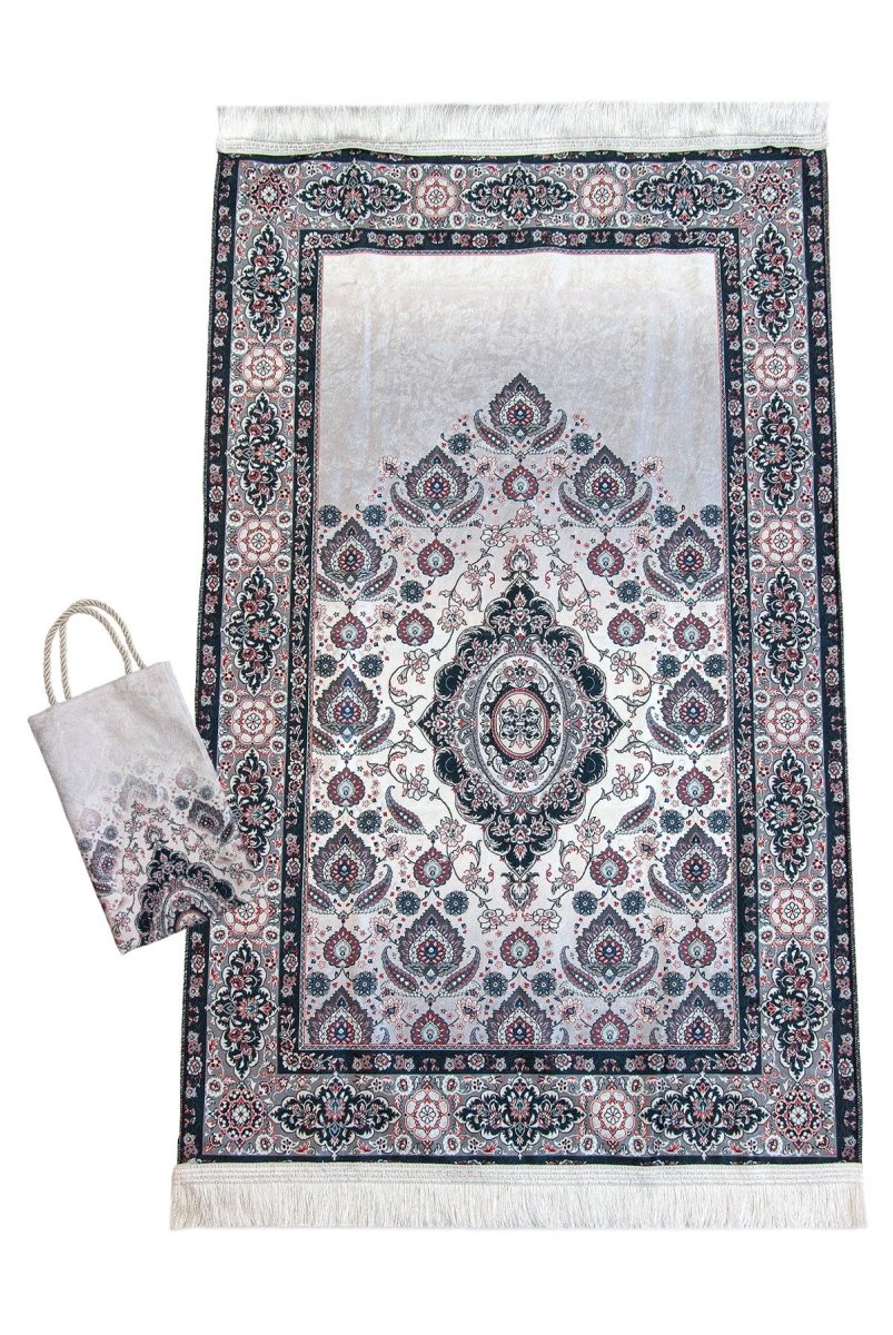 Silk - Touch Velvet Prayer Rug with Rumi Motif – Portable and Practical with Carrying Bag - ihvan