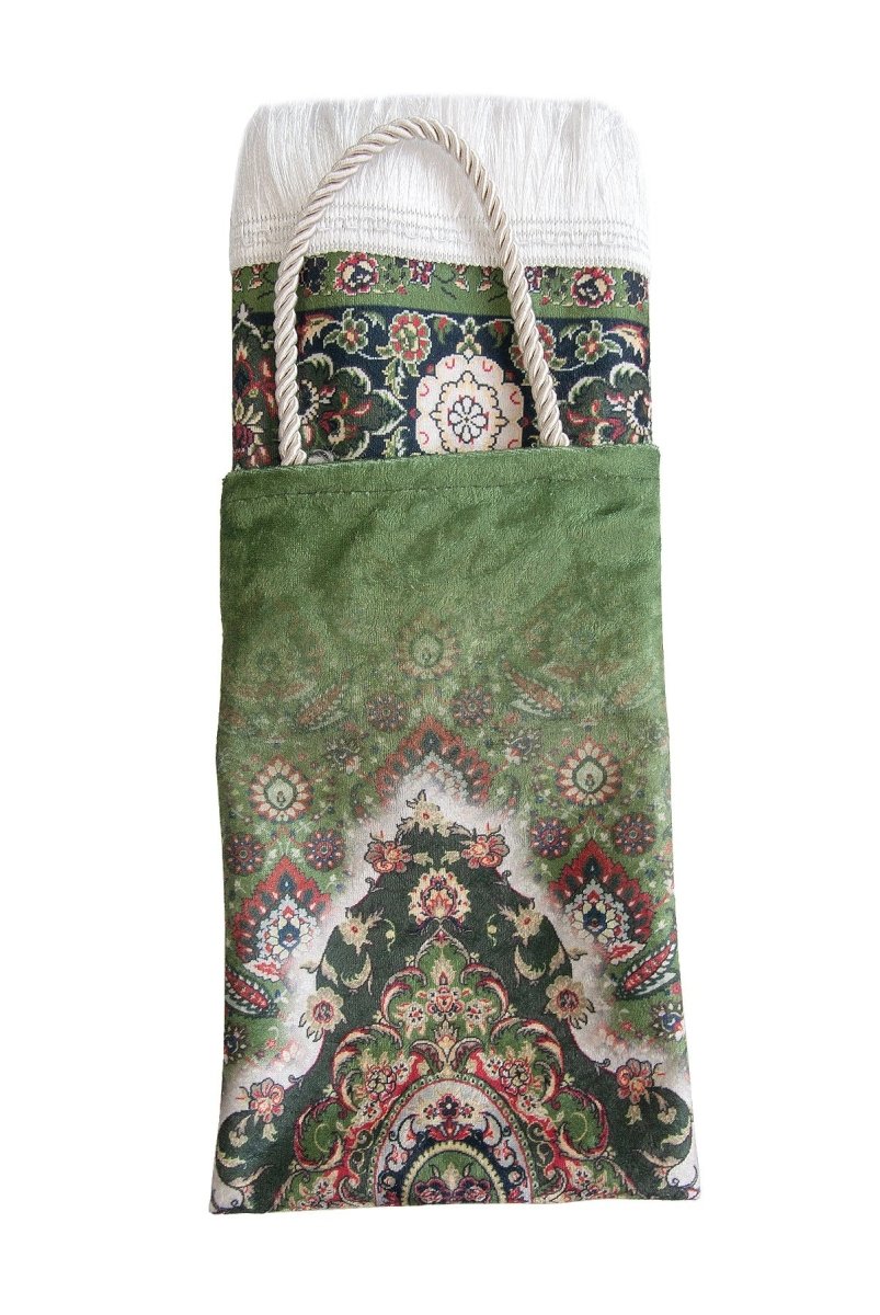 Silk - Touch Velvet Prayer Rug with Rumi Motif – Portable and Practical with Carrying Bag - ihvan