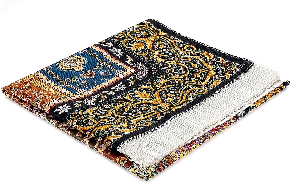 Silky Muslim Prayer Rug – Soft Portable Islamic Mat with Travel Bag, Elegant Design - ihvan
