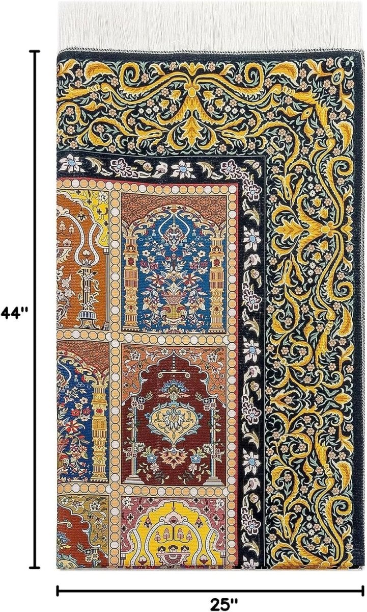 Silky Muslim Prayer Rug – Soft Portable Islamic Mat with Travel Bag, Elegant Design - ihvan