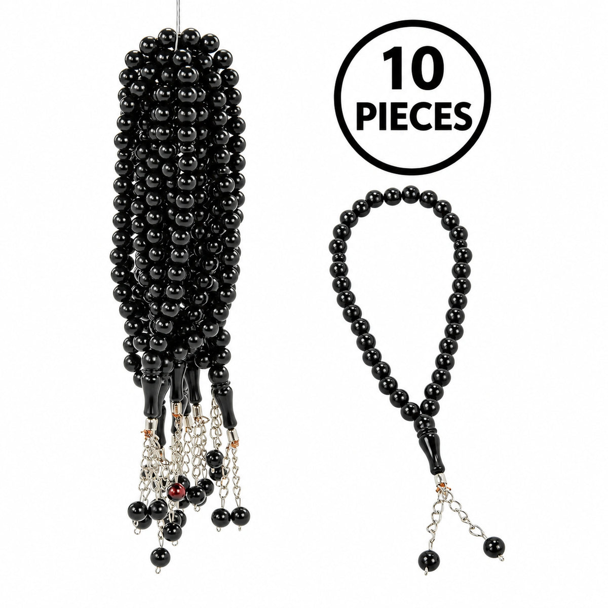 10-Pack 33-Bead Plastic Tasbih Set – 8 mm Hajj, Umrah & Mawlid Gifts