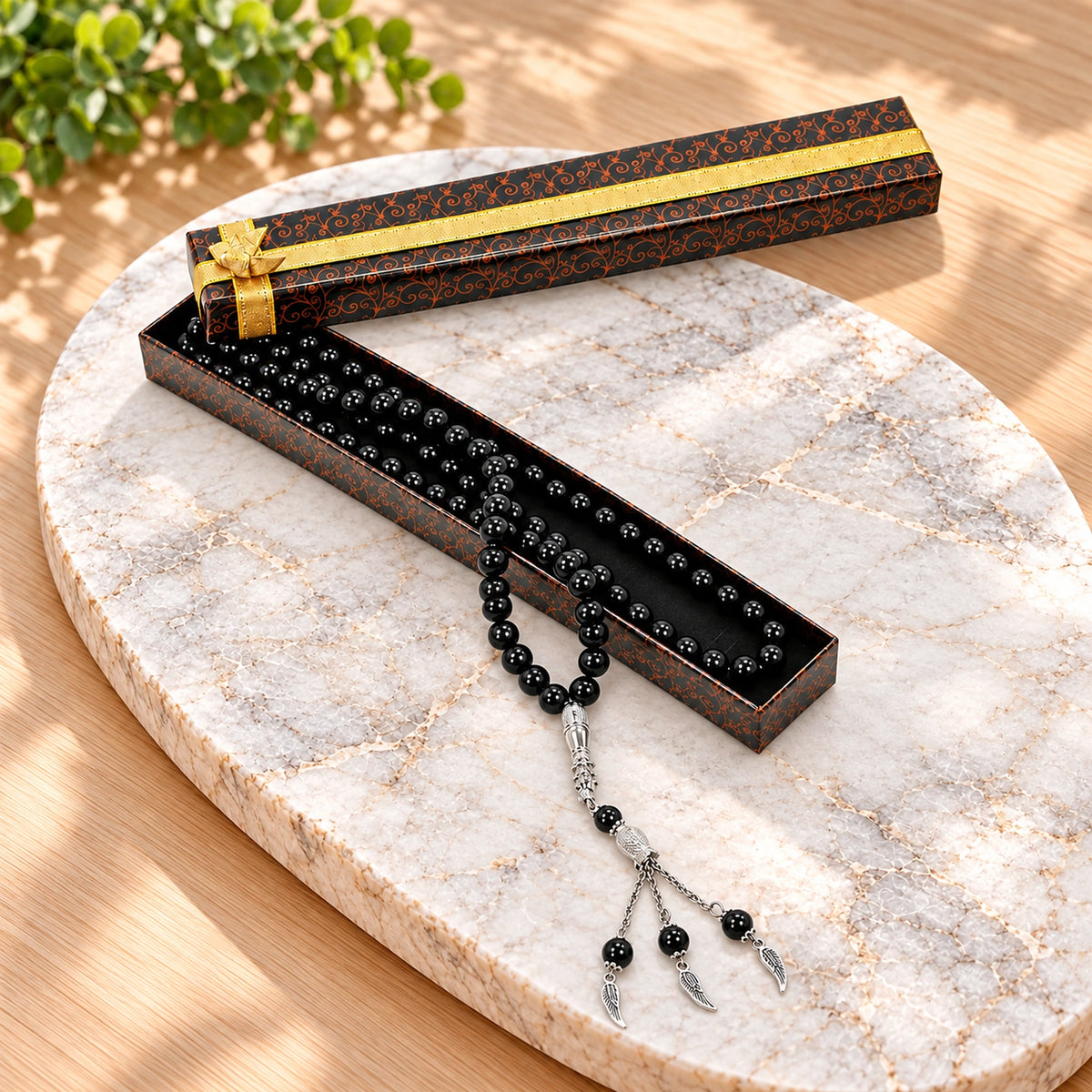 Natural Onyx Stone Tasbih – 99 Beads – Round Cut