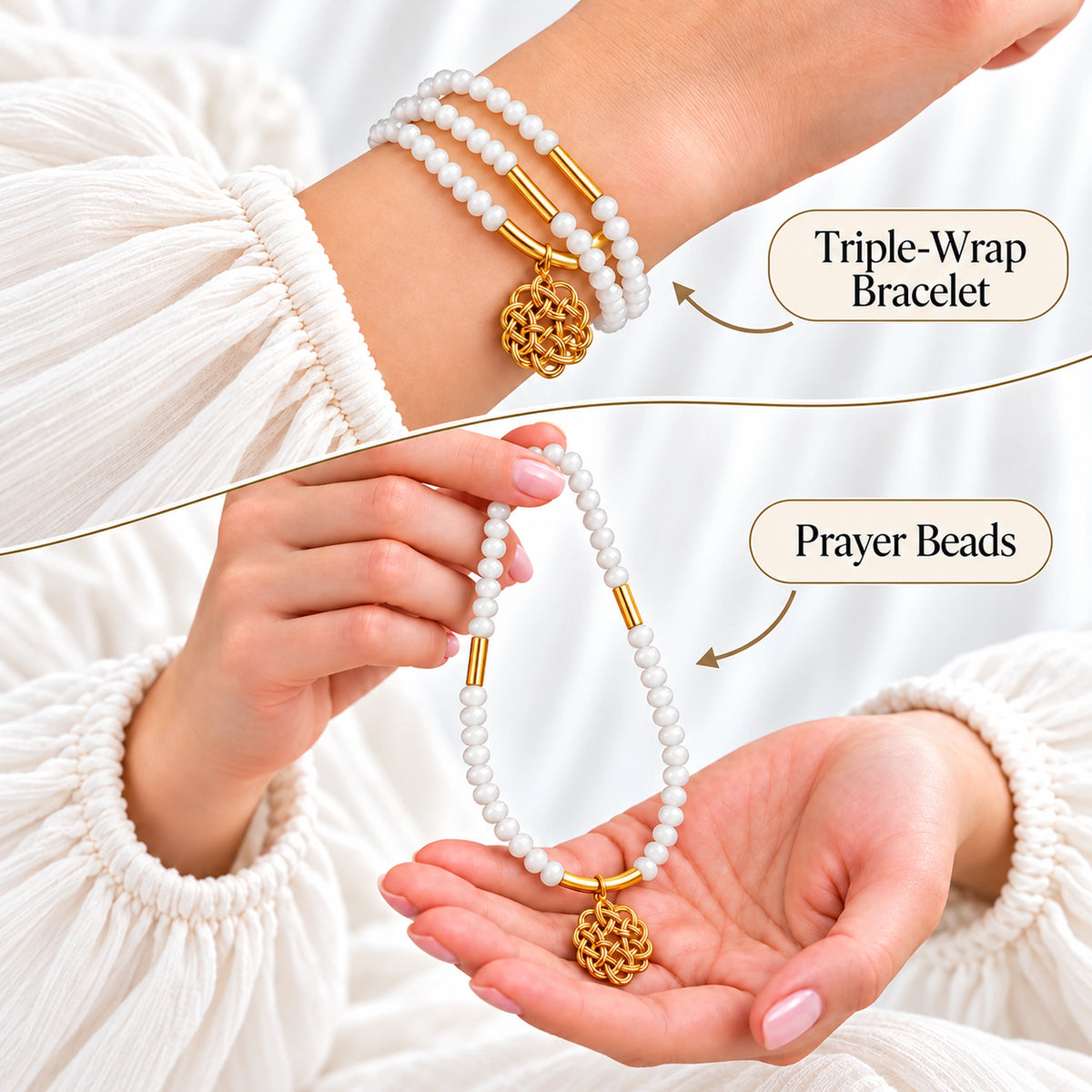 99-Bead Tasbih Bracelet – 6 mm Triple-Wrap Prayer Beads