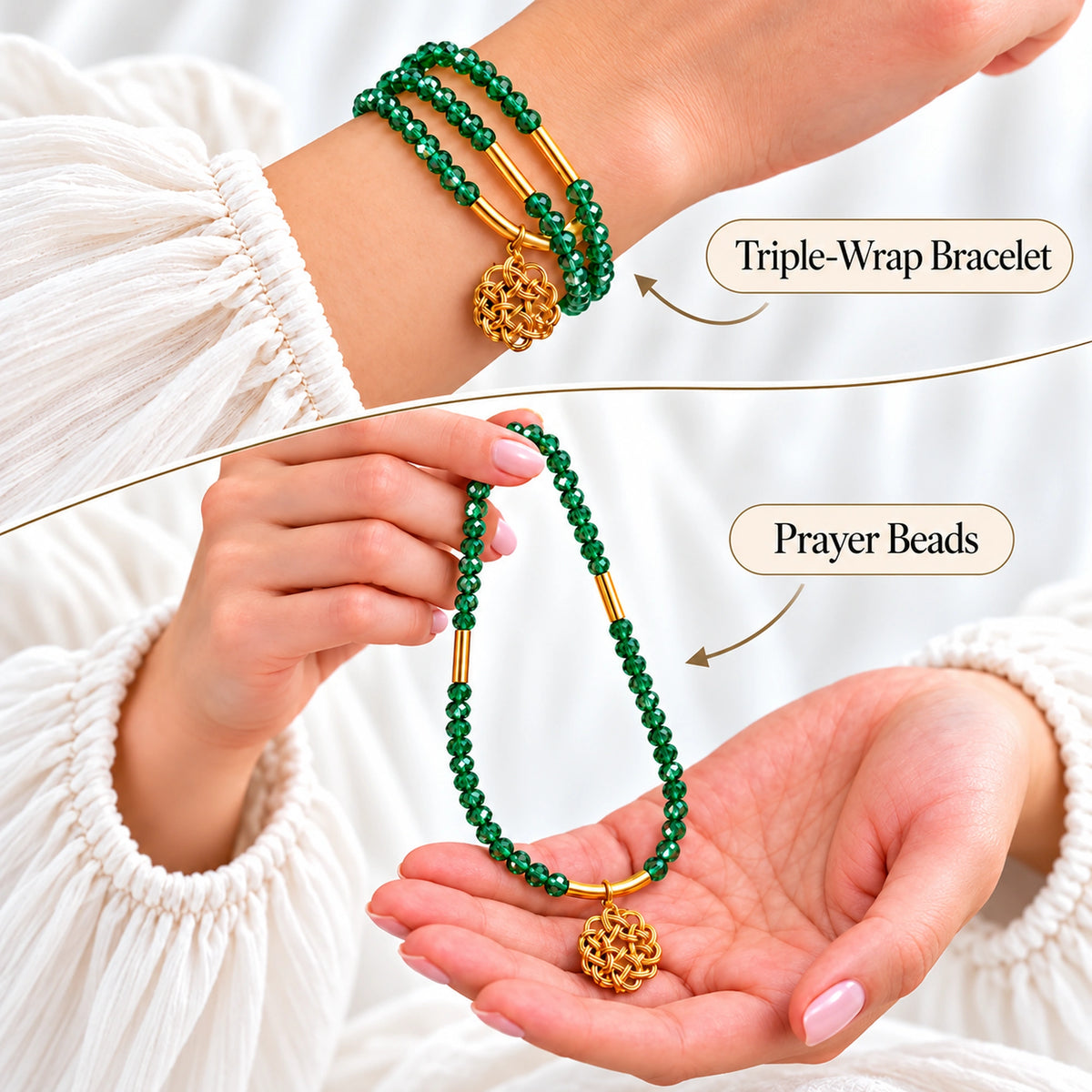 99-Bead Tasbih Bracelet – 6 mm Triple-Wrap Prayer Beads