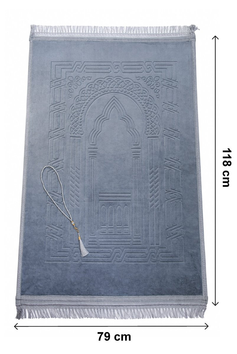 Thick Large Padded Sajadah - Soft Luxury Muslim Prayer Rug for Men and Women - Great for Knees and Forehead - Non - Slip Plush Velvet Islamic Prayer Mat - ihvan