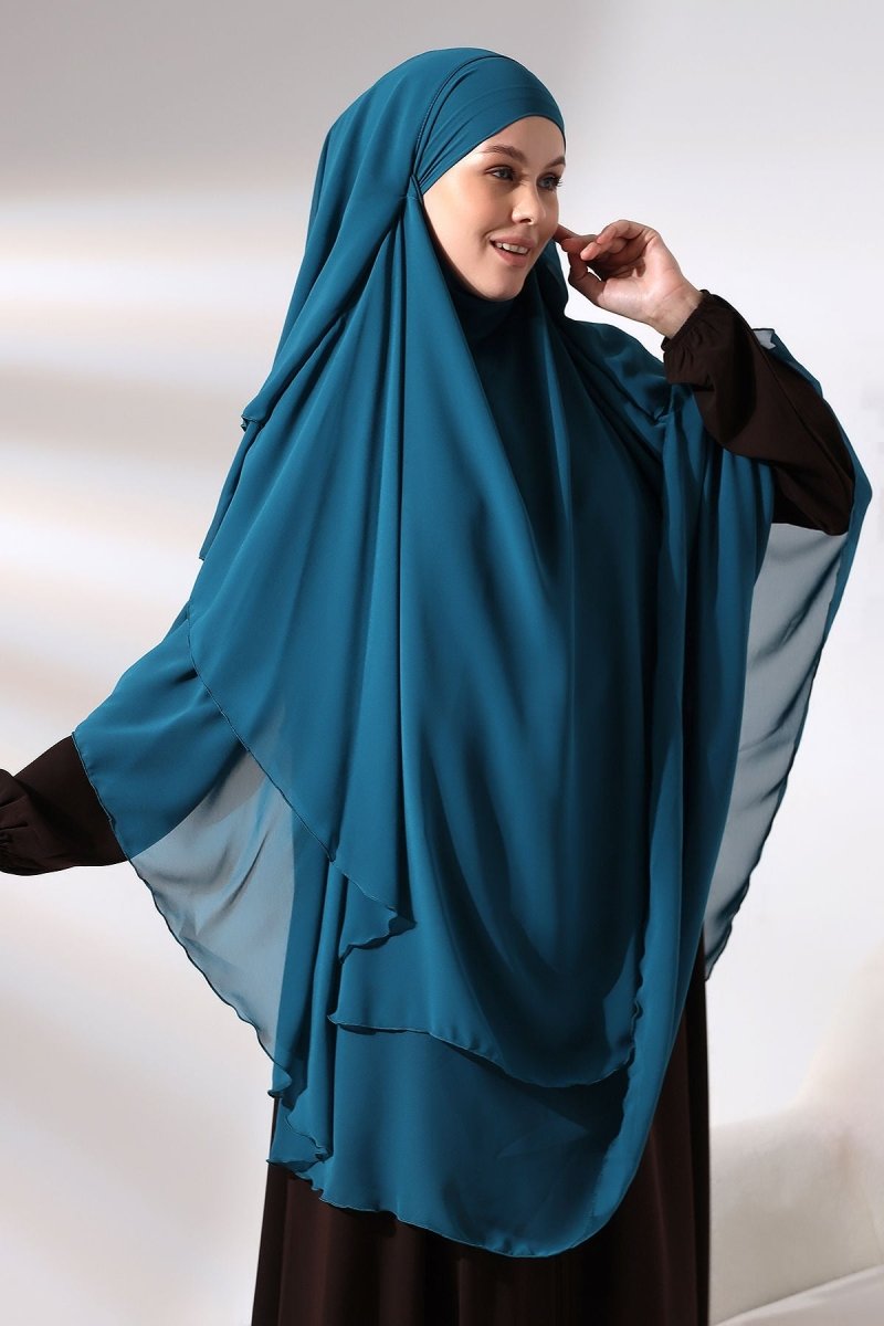 Three - Layered Niqab - Style Long Chiffon Hijab – Modest Sufle Scarf - ihvan