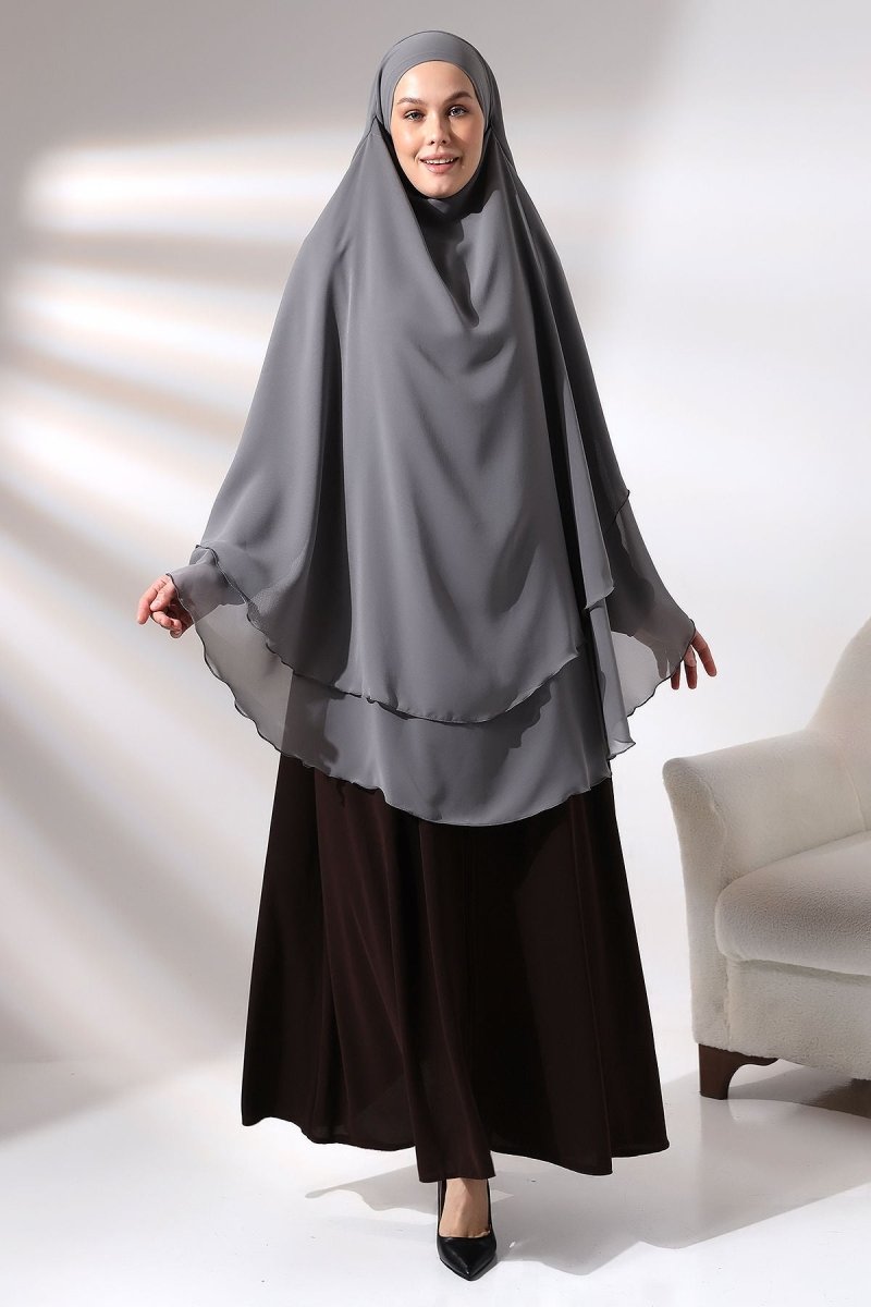 Three - Layered Niqab - Style Long Chiffon Hijab – Modest Sufle Scarf - ihvan