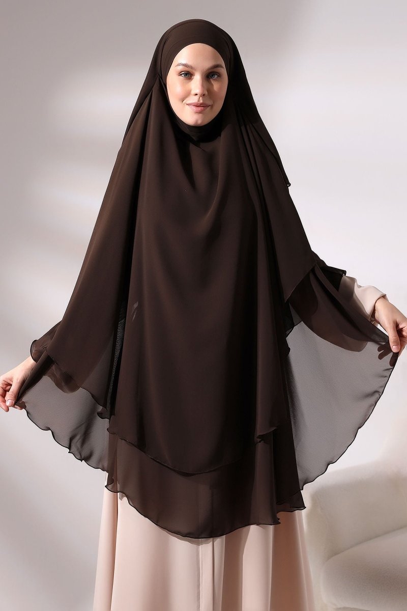Three - Layered Niqab - Style Long Chiffon Hijab – Modest Sufle Scarf - ihvan