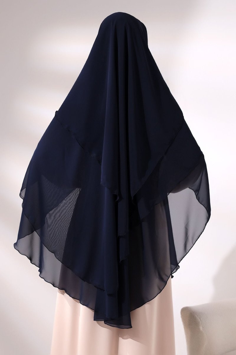 Three - Layered Niqab - Style Long Chiffon Hijab – Modest Sufle Scarf - ihvan